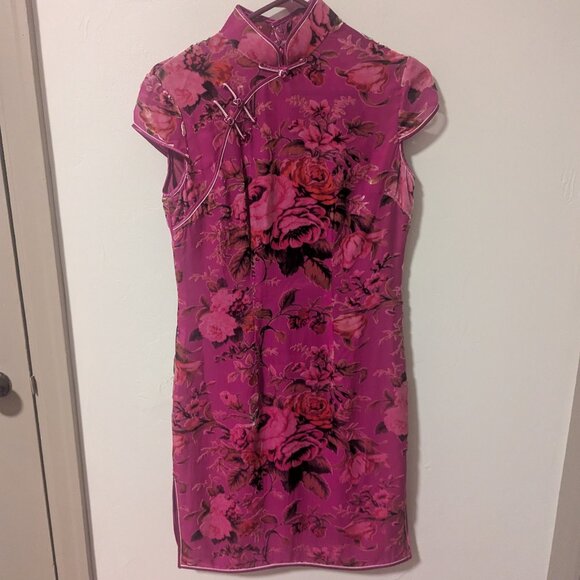 Velvet Unconventional Lace Pin Up Asian Dress Whimsigoth Mandarin Rockabilly - Picture 4 of 10